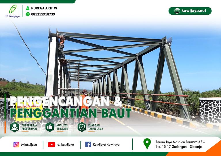 Pengencangan baut Jembatan Cidahon - Garut