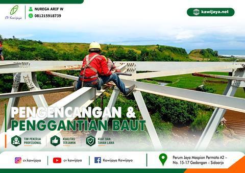 Pengencangan baut jembatan citanguluk - Cidaun