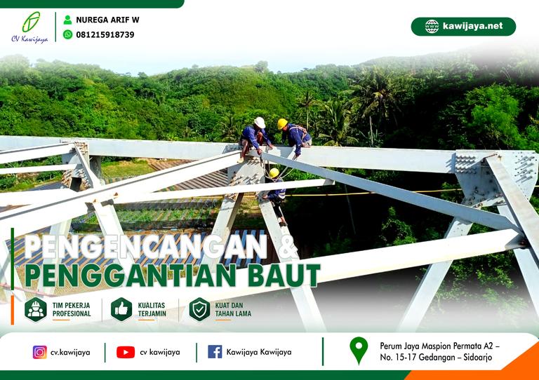 Pengencangan baut Jembatan Cidahon - Garut