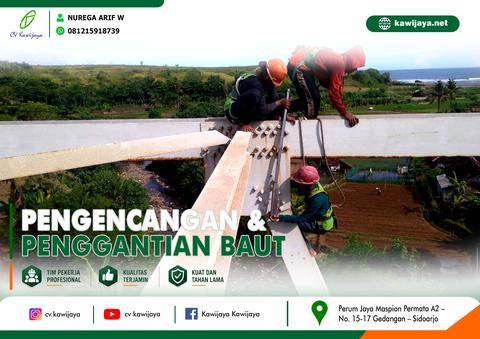 Pengencangan baut jembatan citanguluk - Cidaun