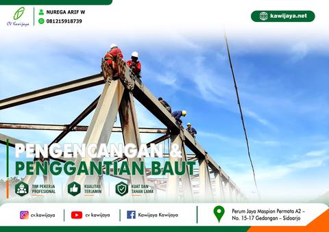 Pengencangan baut Jembatan Cidahon - Garut