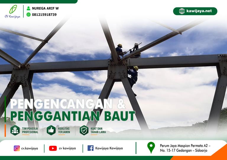 Pengencangan baut Jembatan Cidahon - Garut