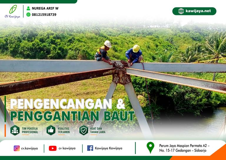 Pengencangan baut Jembatan Cidahon - Garut