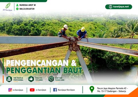 Pengencangan baut Jembatan Cidahon - Garut